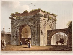 Tripoli diadalíve Barbaryban, 24. tábla a „Nézetek az Oszmán Birodalomban” című kiadványból, kocsma. írta: Robert Bowyer (1758-1834) 1803 (akvatinta)